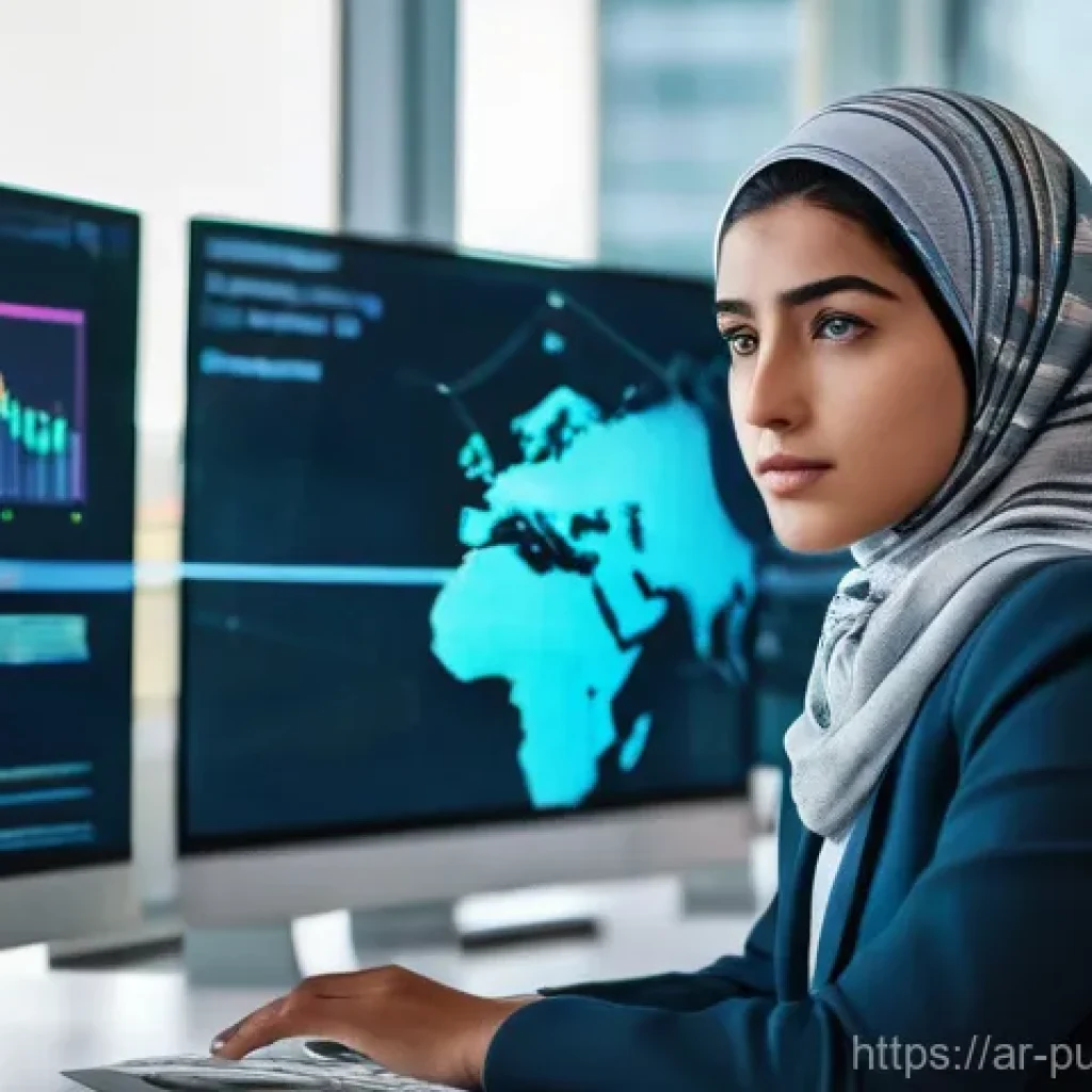 공공관리사 관련 업무와 직무의 차이 - **Prompt:** A young, determined Arab government employee, professionally dressed in a modest suit wi...