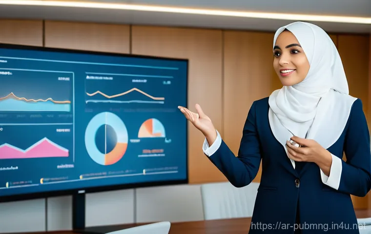 공공관리사 취업 성공 스토리 - **Prompt:** A young Arab professional woman, elegantly dressed in modest business attire including a...