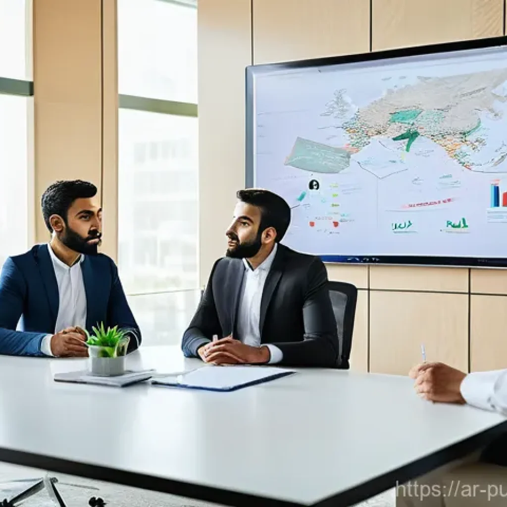 공공관리사 직무 평가에서 높은 점수를 받는 법 - **Prompt:** A diverse group of four Arab professionals, two men and two women, dressed in modest yet...