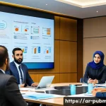 공공관리사 필수 자격증 목록 - A dynamic scene inside a modern government ministry in an Arab nation, where a diverse team of male ...