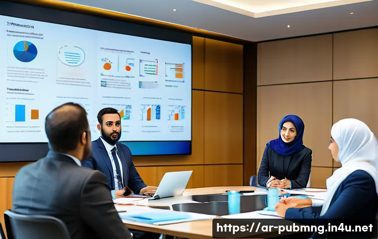 공공관리사 필수 자격증 목록 - A dynamic scene inside a modern government ministry in an Arab nation, where a diverse team of male ...