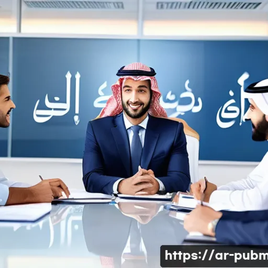 공공관리사 자격증으로 시작하는 새로운 커리어 - A professional Arab man in modern business attire, confidently leading a diverse team meeting in a b...