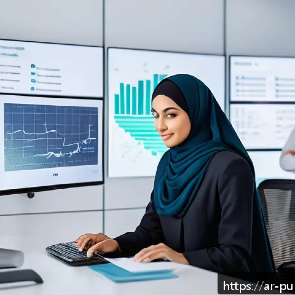 공공관리사와 관련된 주요 이슈 - A modern government office scene in a Middle Eastern setting, showcasing diverse Arab public sector ...