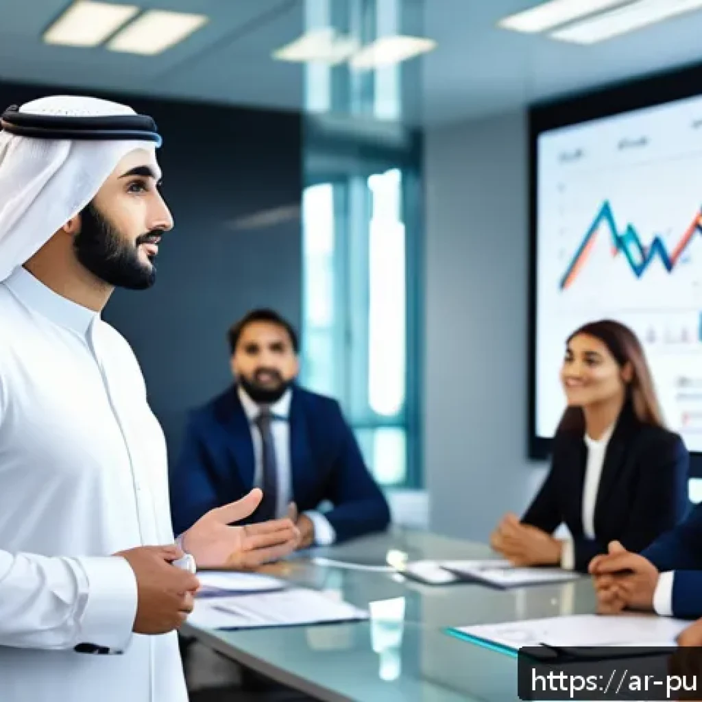 공공관리사 자격증으로 확장 가능한 직무 영역 - A professional Arab business leader in a modern office setting, confidently leading a diverse team d...
