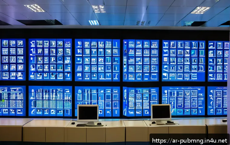 공공관리사와 관련된 산업 동향과 최신 기술 - A modern public facility maintenance control room in an Arabic city, featuring large digital screens...